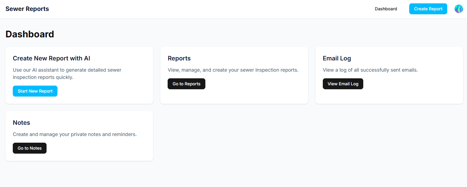 Dashboard with Notes section highlighted